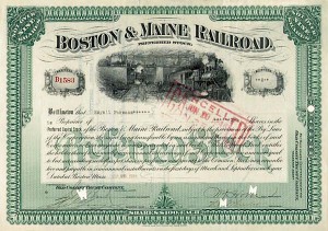 Boston and Maine Railroad - Stock Certificate