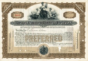 Boston Railroad Holding Co Stock issued to and signed by L. Sherman Adams