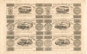 Champlain & St. Lawrence Railroad Uncut Obsolete Sheet - Broken Bank Notes - 6 Note Railway Obsolete Sheet