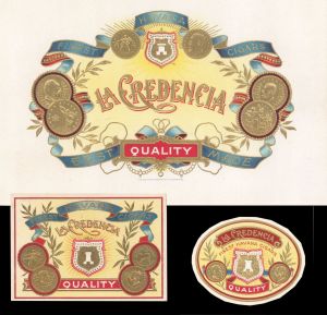 Set of 3 Labels - "Havana La Credencia" - Cigar Box Labels