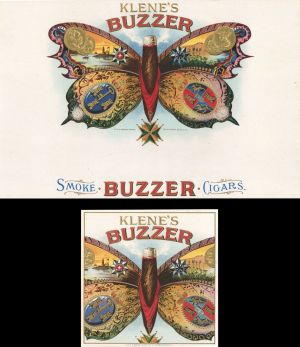 Klene's Buzzer - Cigar Box Labels - Pair of Labels - Gorgeous Graphics - 2 Items for 1 Price