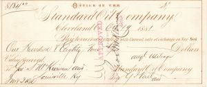 Standard Oil Co of Ohio - 1870-80's dated Check of John D. Rockefeller's Historic Co. - Cleveland, Ohio - Very Historic