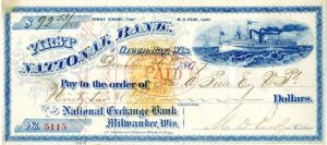 First National Bank of Green Bay, Wisconsin -  1867 dated Gorgeous Blue Check