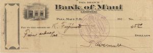 Bank of Maui Check -  Check