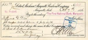 Detroit, Mackinac and Marquette Railroad Co. - Railroad Check