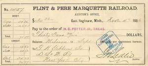 Flint and Pere Marquette Railroad  - Railroad Check