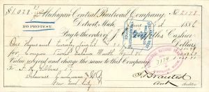 Michigan Central Railroad Co.  - Railroad Check