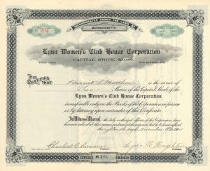 Lynn Women's Club House Corp. - Stock Certificate