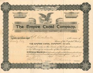 Empire Canal Co. - Stock Certificate