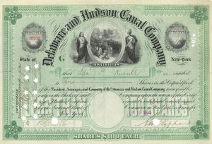 Delaware and Hudson Canal Co. - 1894 dated Stock Certificate