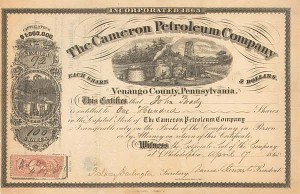 Cameron Petroleum Co. - Stock Certificate (Uncanceled)