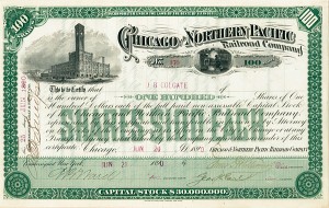 J. B. Colgate - Chicago and Northern Pacific Railroad (Uncanceled)