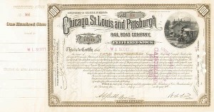 Chicago, St. Louis, and Pittsburgh Railroad - Stock Certificate