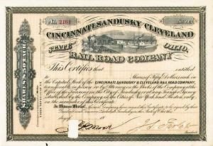 Cincinnati, Sandusky and Cleveland Railroad - Stock Certificate