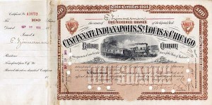 Eugene Zimmerman - Cincinnati, Indianapolis, St. Louis and Chicago Railway - Railroad Stock Certificate
