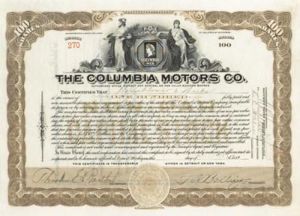 Columbia Motors Co - Stock Certificate (Uncanceled)