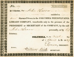 Columbia Pennsylvania Library Co. - Stock Certificate