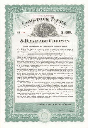 Comstock Tunnel and Drainage Co. - $1,000 - Bond
