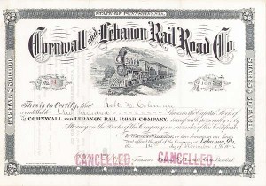 Cornwall and Lebanon Railroad - Stock Certificate
