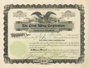 Crow Wing Corporation - Stock Certificate