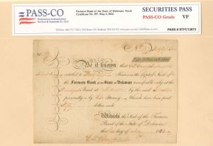 Farmers Bank of the State of Delaware - Stock Certificate