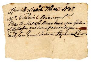 Winnings - 1787 dated from Ipswich, Massachusetts