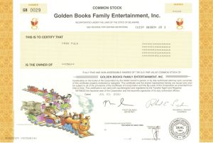 Golden Books Family Entertainment Inc. - 2000 dated Children's Books Stock Certificate (Uncanceled)