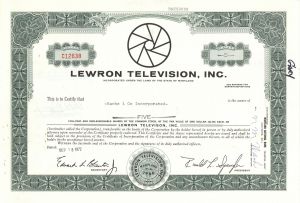 Lewron Television, Inc. - Stock Certificate