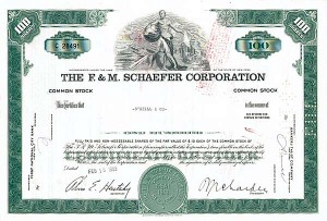 F and M Schaefer Corporation - Stock Certificate