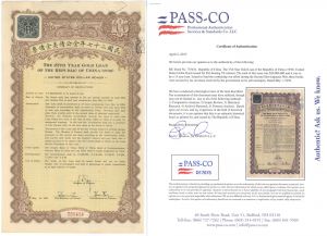 $10 27th Year Gold Loan Republic of China 1938 Uncancelled Bond with PASS-CO Authentication
