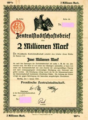 2 Million Marks - German Bond