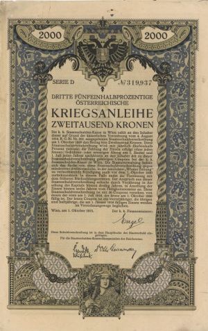 Kriegsanleihe - 2,000 Kronen Bond