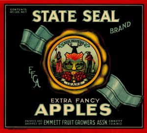 State Seal - Fruit Crate Label - Idaho State Seal - For 40 lbs. Net Weight Crate