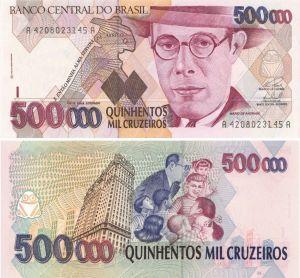 Brazil - 500,000 Brazilian Mil Cruzeiros - P-236b - 1993 dated Brazilian Foreign Paper Money