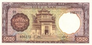 South Vietnam - P-22a - 500 Dong - Foreign Paper Money