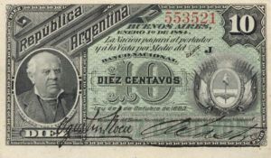 Argentina - 10 Centavos - P-6 - 1883 dated Foreign Paper Money