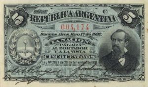 Argentina - 5 Centavos - P-213 - 1891 dated Foreign Paper Money