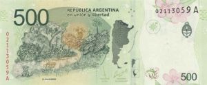 Argentina - 500 Pesos - P-365 -  2016 datedForeign Paper Money