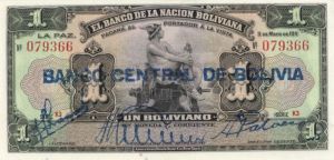 Bolivia - 1 Boliviano - P-112 - 1992 dated Foreign Paper Money