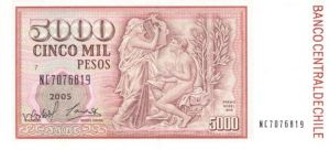 Chile - 5000 Chilean Pesos - P-155e - 20005 Dated Foreign Paper Money