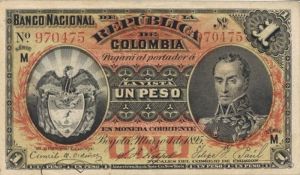 Colombia - 1 Colombian Peso - P-234 -1895 dated Foreign Paper Money