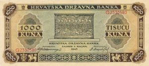 Croatia - 1,000 Kuna - P-12a - 1943 dated Foreign Paper Money