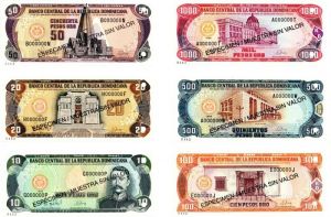 Dominican Republic - 6 piece set (10-1000 Pesos) - P-153s to 158s - 1998 dated Foreign Paper Money