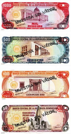 Dominican Republic - et of 4 (50-1000) - P-135s1 to P-138s1 - 1991 dated Foreign Paper Money