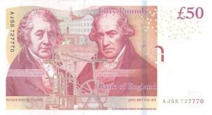 Great Britain - 50 pounds - P-New Var. - 2015 dated Foreign Paper Money