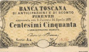 Italy - 50 Centesimi - Gavello 387- 1870 dated Foreign Paper Money