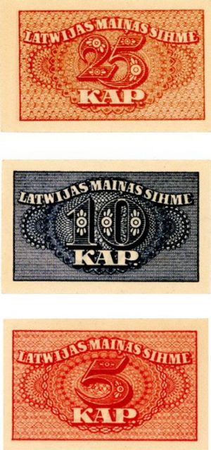 Latvia - 5,10,25 Kapeikas - P-9, 10, 11 - 1920 dated Foreign Paper Money