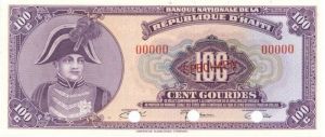 Haiti -100 Gourdes SPECIMEN - P-205s - L.1919 dated Foreign Paper Money