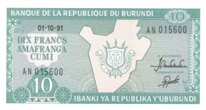 Burundi - P-33b - 1991 dated Foreign Paper Money