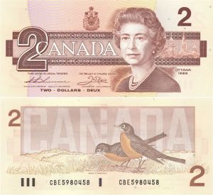 Canada - 2 Canadian Dollars - P-94b - 1986 dated Foreign Paper Money - C.U. Condition
